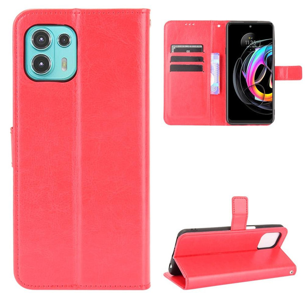 Motorola Moto Edge 20 Lite Crazy Horse Texture Horizontal Flip Leather Case with Holder & Card Slots & Lanyard(Red)