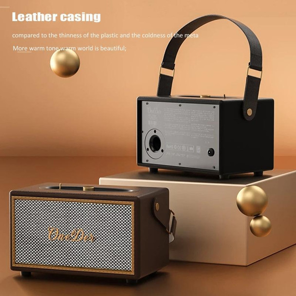 Oneder D6 40W Retro Classic Wooden Portable Outdoor Bluetooth Speaker(Brown)