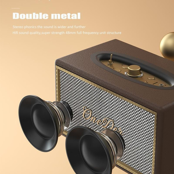 Oneder D6 40W Retro Classic Wooden Portable Outdoor Bluetooth Speaker(Brown)