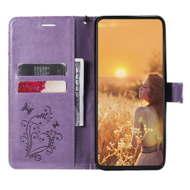 3D Butterfly Embossed Pattern Horizontal Flip Leatherette Case with Holder & Card Slot & Wallet & Lanyard - iPhone 13 Pro Max(Purple)