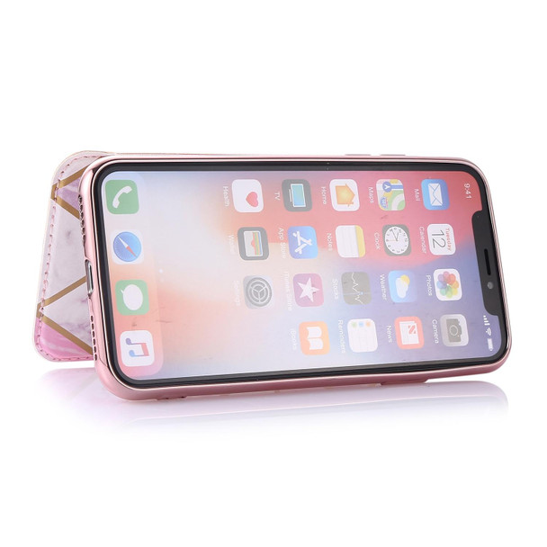 Bronzing Plating PU + TPU Horizontal Flip Leatherette Case with Holder & Card Slot - iPhone X / XS(Pink White)