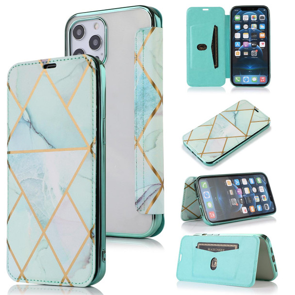 Bronzing Plating PU + TPU Horizontal Flip Leatherette Case with Holder & Card Slot - iPhone 12 Pro Max(Green)