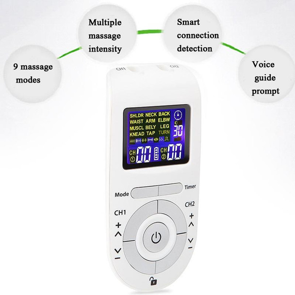 100B 12-mode Digital Meridian Physiotherapy Instrument Electronic Acupoint Pulse Acupuncture Massager, Specification: Battery Type(White)