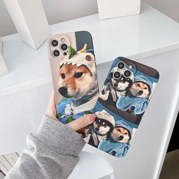 Colored Drawing Pattern TPU Protective Case - iPhone 12 Pro Max(Two Dogs)