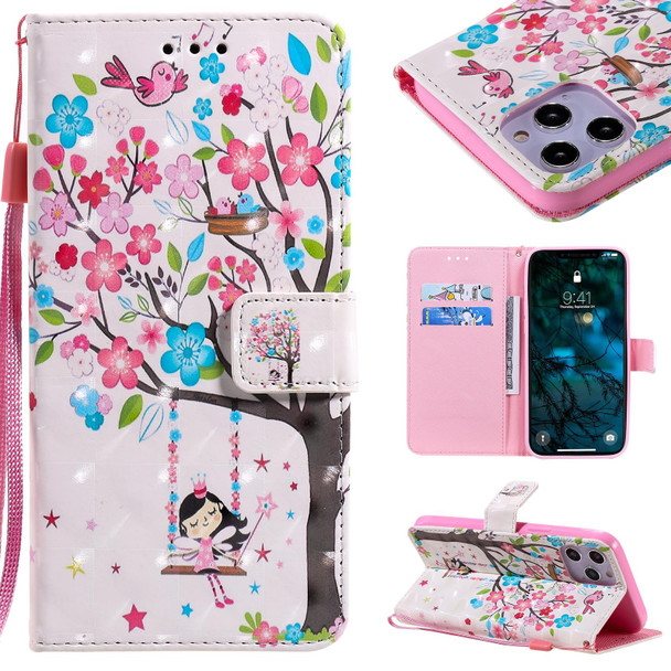 3D Painting Horizontal Flip Leatherette Case with Holder & Card Slot & Lanyard - iPhone 12 Pro Max(Girl Under The Tree)