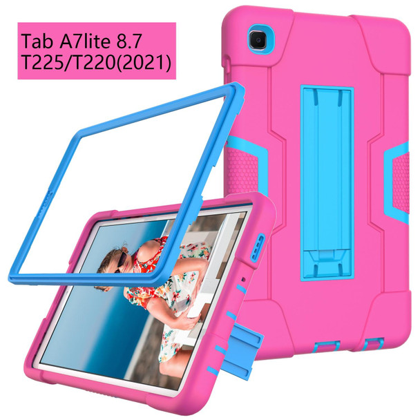 Samsung Galaxy Tab A7 10.4 (2020) Contrast Color Robot Shockproof Silicone + PC Protective Case with Holder(Rose Red + Blue)