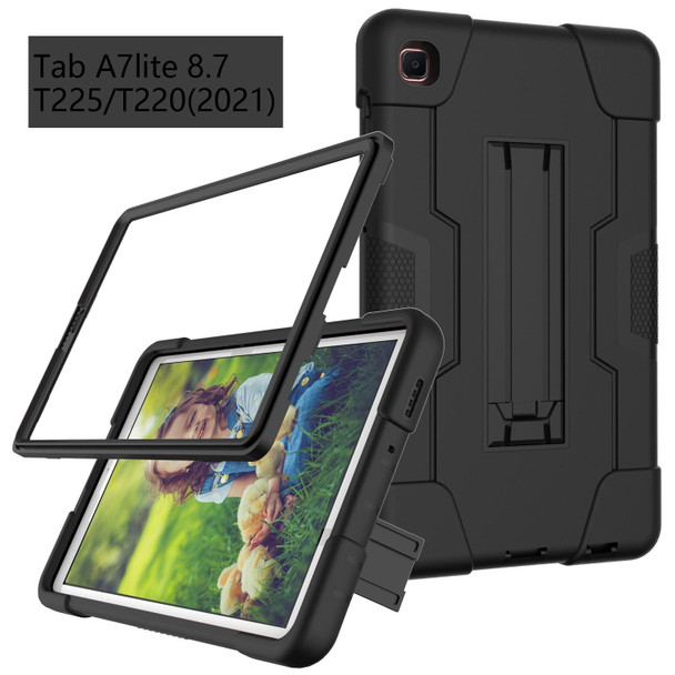 Samsung Galaxy Tab A7 10.4 (2020) Contrast Color Robot Shockproof Silicone + PC Protective Case with Holder(Black)