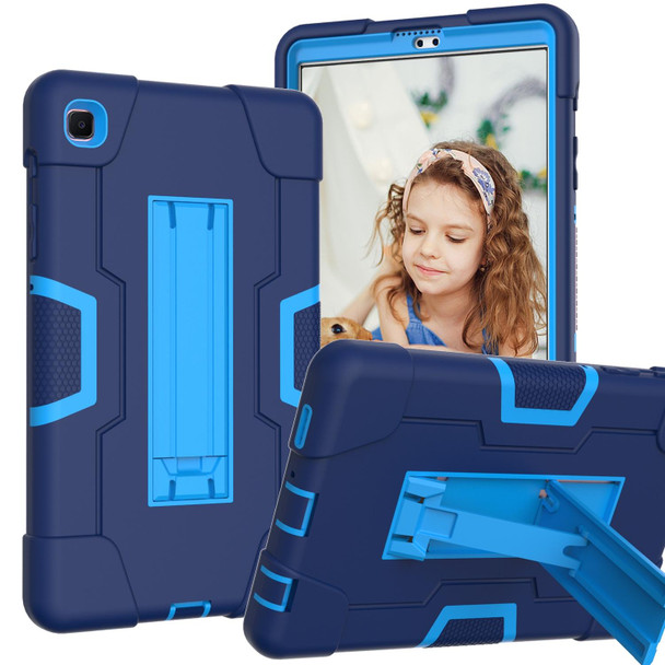 Samsung Galaxy Tab A7 10.4 (2020) Contrast Color Robot Shockproof Silicone + PC Protective Case with Holder(Navy Blue + Blue)