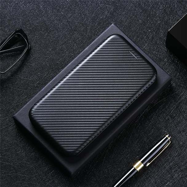 Blackview BV6300 Pro Carbon Fiber Texture Magnetic Horizontal Flip TPU + PC + PU Leatherette Case with Card Slot(Black)