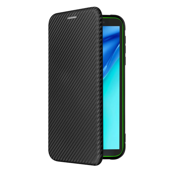 Blackview BV6300 Pro Carbon Fiber Texture Magnetic Horizontal Flip TPU + PC + PU Leatherette Case with Card Slot(Black)