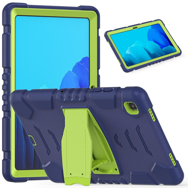 Samsung Galaxy Tab A7 T500 3-Layer Protection Screen Frame + PC + Silicone Shockproof Combination Case with Holder(NavyBlue+Lime)