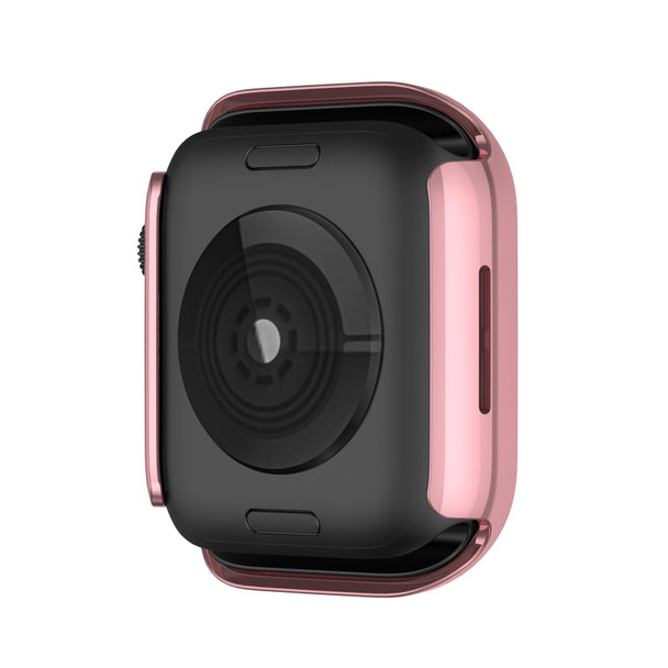 Electroplating PC Double Rows Diamond Protective Case - Apple Watch Series 7 41mm(Rose Pink)