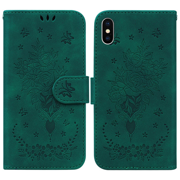 Butterfly Rose Embossed Leatherette Phone Case - iPhone XS / X(Green)