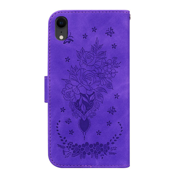 Butterfly Rose Embossed Leatherette Phone Case - iPhone XR(Purple)