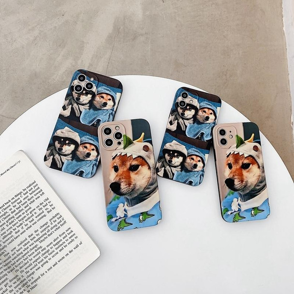 Colored Drawing Pattern TPU Phone Protective Case - iPhone 13(A Dog)