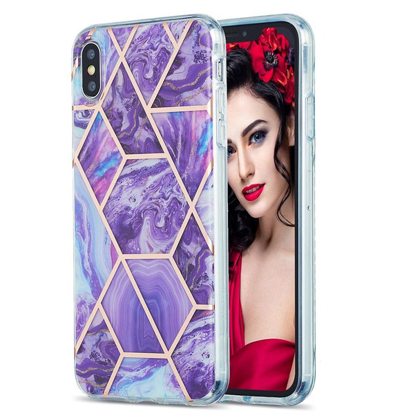 3D Electroplating Marble Pattern TPU Protective Case - iPhone XS Max(Purple)
