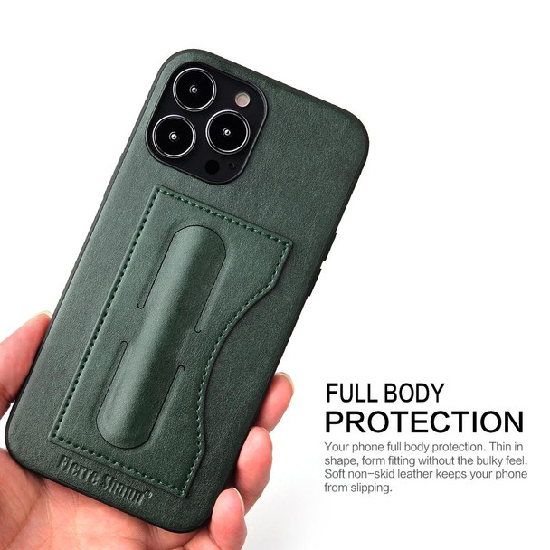 Fierre Shann Full Coverage Protective Leatherette Case with Holder & Card Slot - iPhone 13(Green)