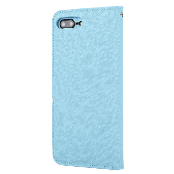 Cross Texture Detachable Leatherette Phone Case - iPhone 8 Plus / 7 Plus(Blue)