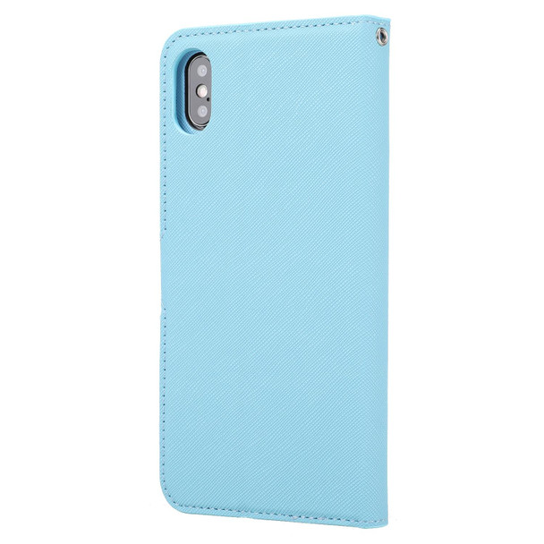 Cross Texture Detachable Leatherette Phone Case - iPhone XS Max(Blue)