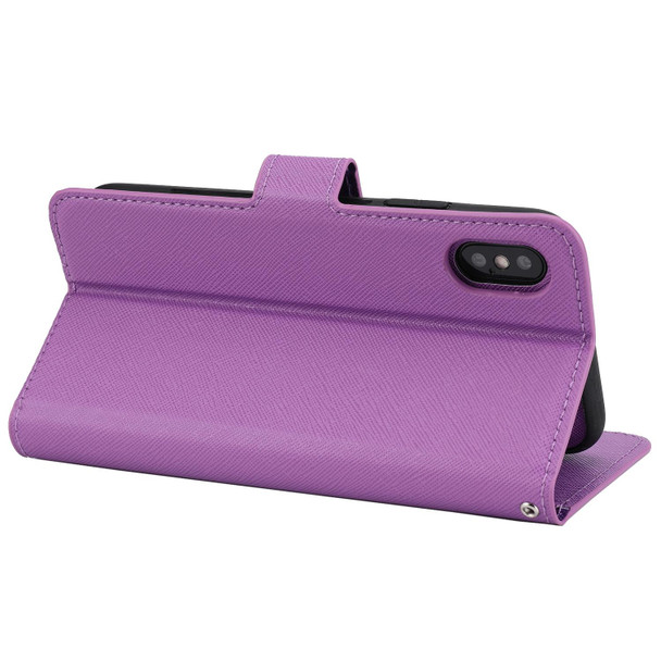 Cross Texture Detachable Leatherette Phone Case - iPhone XS Max(Purple)