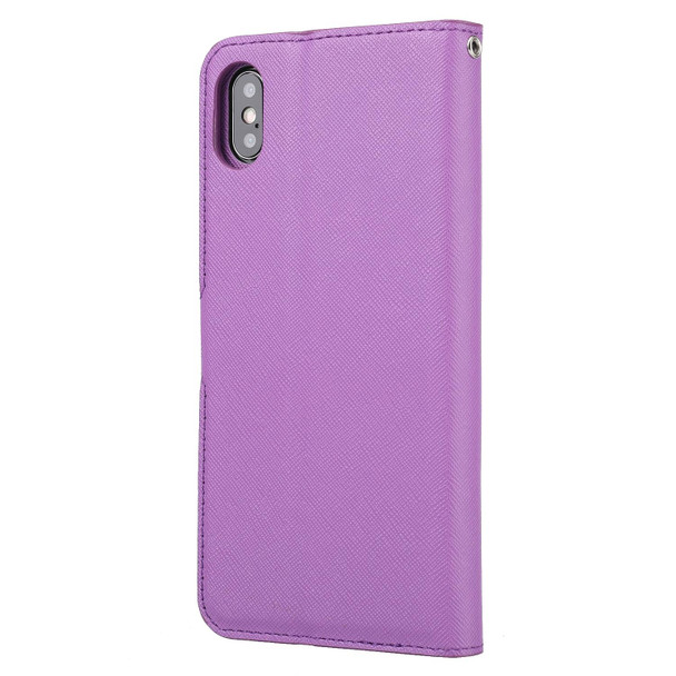 Cross Texture Detachable Leatherette Phone Case - iPhone XS Max(Purple)