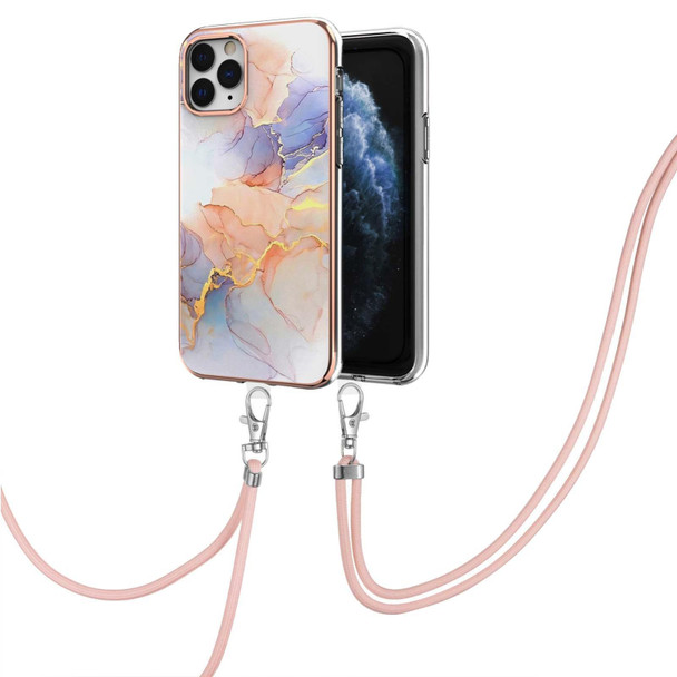 Electroplating Pattern IMD TPU Shockproof Case with Neck Lanyard - iPhone 11 Pro Max(Milky Way White Marble)