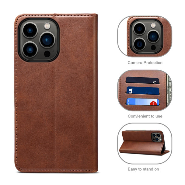 Calf Texture Horizontal Flip Leatherette Case with Holder & Card Slots & Wallet - iPhone 13 Pro Max(Brown)