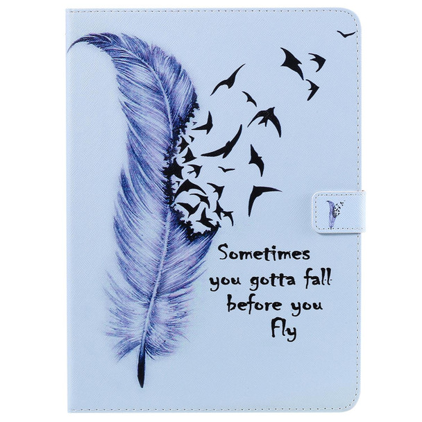 Colored Drawing Horizontal Flip Leatherette Tablet Case - iPad mini 6(Feather)