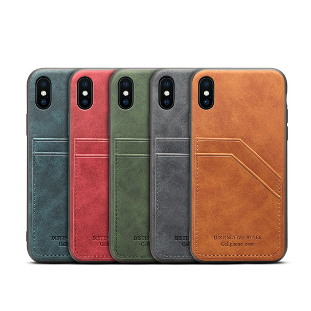 Card Slots Full Coverage PU+TPU Phone Case - iPhone X / XS(Grey)