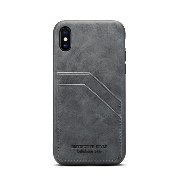 Card Slots Full Coverage PU+TPU Phone Case - iPhone X / XS(Grey)