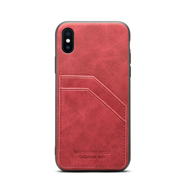 Card Slots Full Coverage PU+TPU Phone Case - iPhone X / XS(Red)