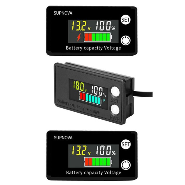 SUPNOVA LCD Color Screen DC Voltmeter Lithium Storage Battery Meter, Style: Alarm + Temperature Type