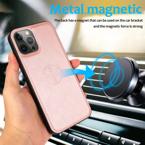 Calf Texture 2 in 1 Detachable Magnetic Back Cover Horizontal Flip Leatherette Case with Holder & Card Slots & Wallet & Photo Frame - iPhone 13 Pro Max(Rose Gold)