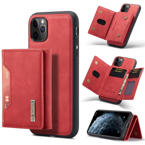 DG.MING M2 Series 3-Fold Multi Card Bag + Magnetic Back Cover Shockproof Case with Wallet & Holder Function - iPhone 11 Pro(Red)