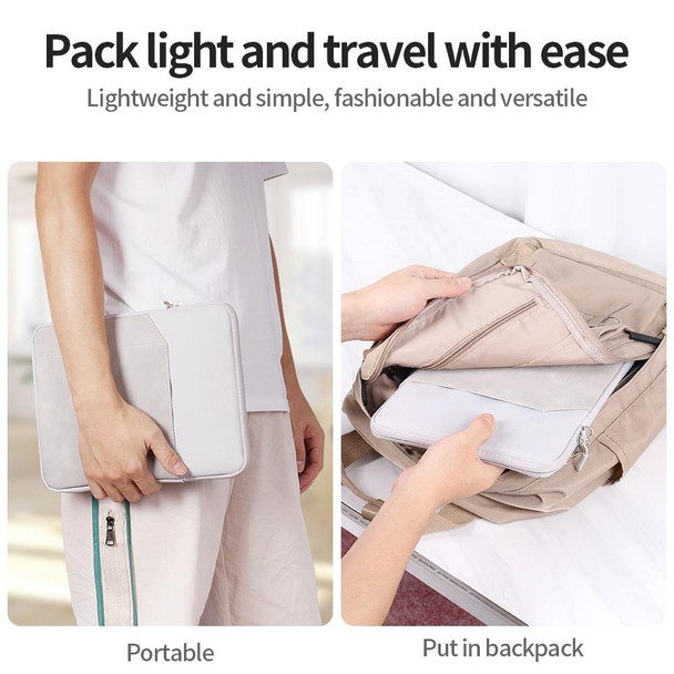 9.7-11 inch Universal Sheepskin Leatherette + Oxford Fabric Portable Tablet Storage Bag(Light Grey)
