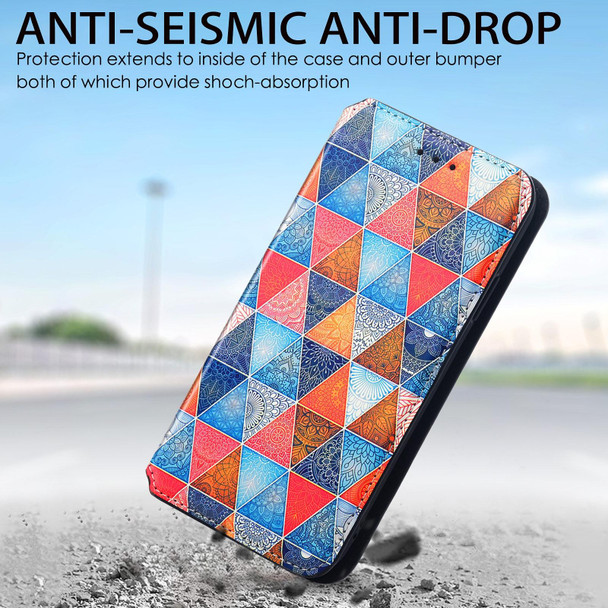 Colorful Magnetic Horizontal Flip PU Leatherette Case with Holder & Card Slot & Wallet - iPhone 13 Pro Max(Rhombus Mandala)