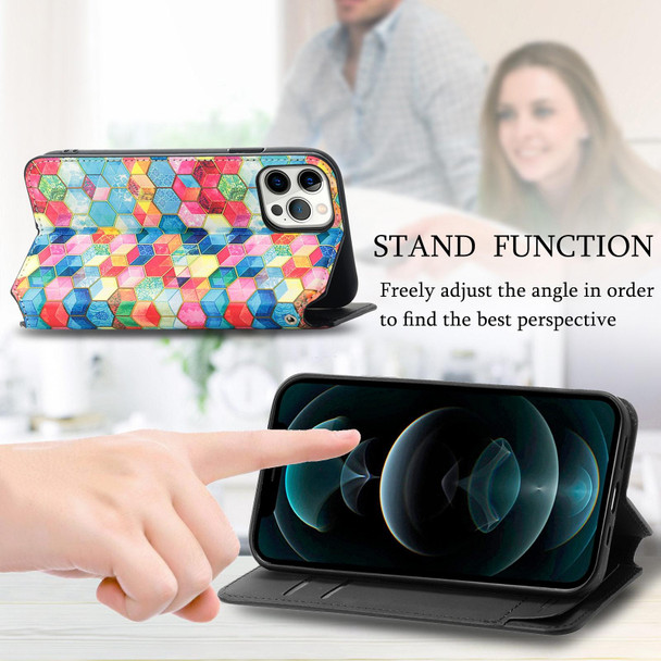 Colorful Magnetic Horizontal Flip PU Leatherette Case with Holder & Card Slot & Wallet - iPhone 13(Magic Space)