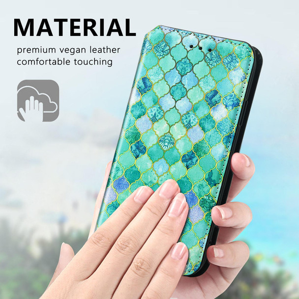 Colorful Magnetic Horizontal Flip PU Leatherette Case with Holder & Card Slot & Wallet - iPhone 13 mini(Emerald Stone)