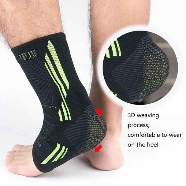 2 PCS Anti-Sprain Silicone Ankle Support Basketball Football Hiking Fitness Sports Protective Gear, Size: L (Black Green)