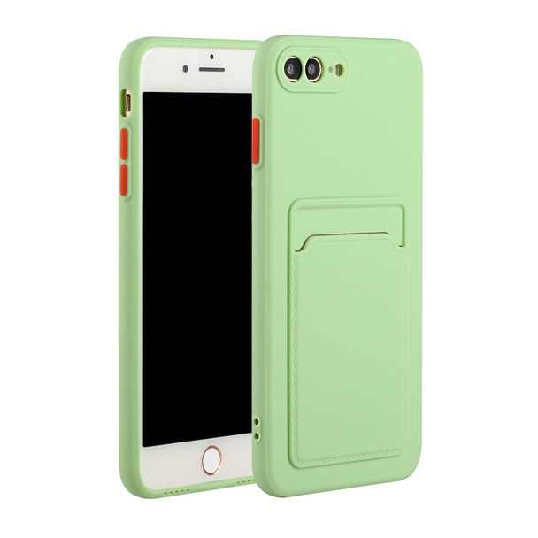 Card Slot Design Shockproof TPU Protective Case - iPhone 8 Plus & 7 Plus(Green)