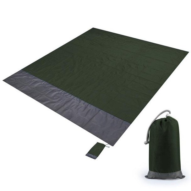 Polyester Waterproof Plaid Cloth Pocket Picnic Mat Outdoor Camping Beach Mat, Size: 2.1 x 2m(Dark Green + Dark Gray)
