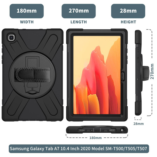 Samsung Galaxy Tab A7 10.4 2020 T500 / T505 Shockproof Colorful Silicone + PC Protective Case with Holder & Shoulder Strap & Hand Strap(Black)