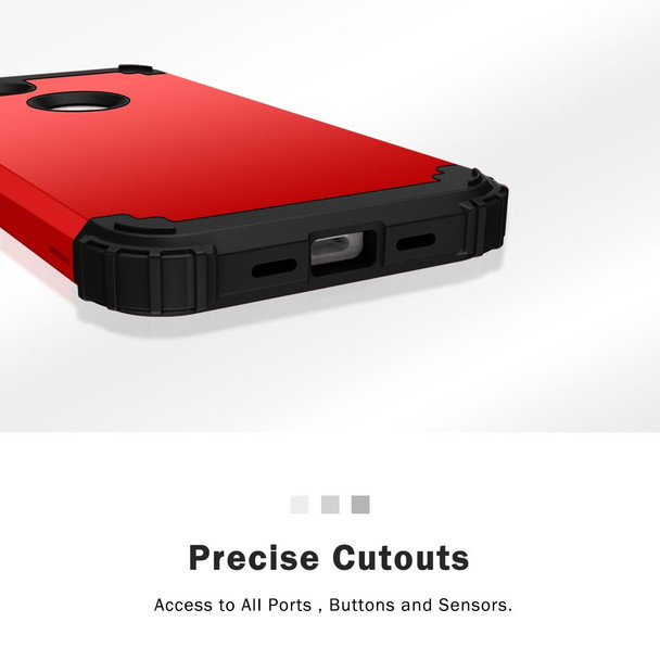 Google Pixel 3a XL 3 in 1 Shockproof PC + Silicone Protective Case(Red + Black)