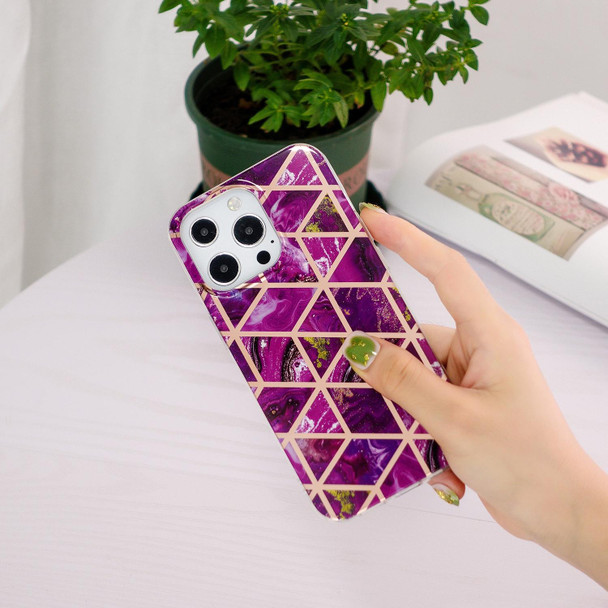 Electroplating TPU Protective Case - iPhone 13 Pro(Purple Rhombus)