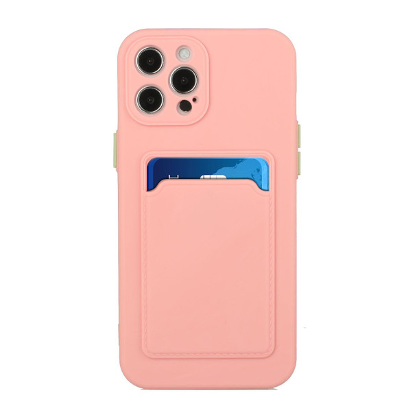 Card Slot Design Shockproof TPU Protective Case - iPhone 13 Pro Max(Pink)