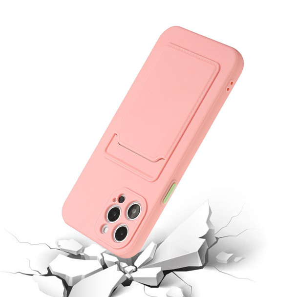 Card Slot Design Shockproof TPU Protective Case - iPhone 13 Pro Max(Pink)