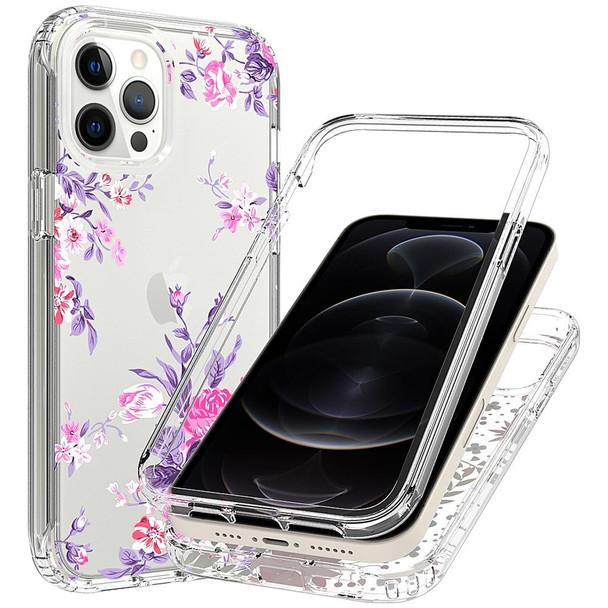 2 in 1 High Transparent Painted Shockproof PC + TPU Protective Case - iPhone 11(Rose Flower)