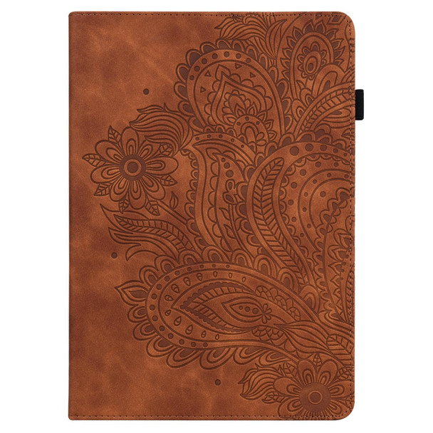 Huawei MediaPad M5 lite 10.1 Peacock Embossed Pattern TPU + PU Horizontal Flip Leather Case with Holder & Card Slots & Wallet & Sleep / Wake-up Function(Brown)