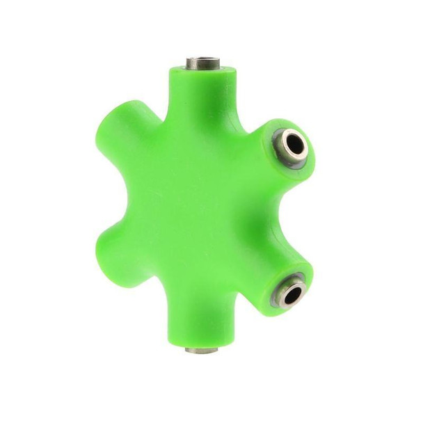 6 in 1 Audio Adapter 3.5mm Jack Multi Port Hub Aux Headphone Splitter Converter(Green)