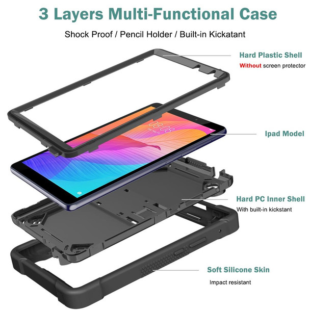 Huawei MatePad T8 Silicone + PC Shockproof Protective Case with Holder(Black)